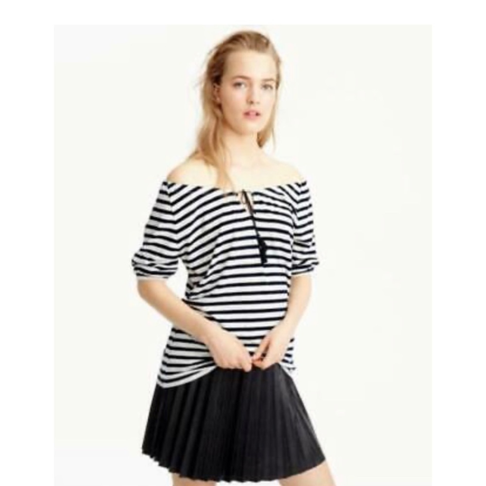 ❤️J CREW STRIPED‎ PEASANT TOP ~ M